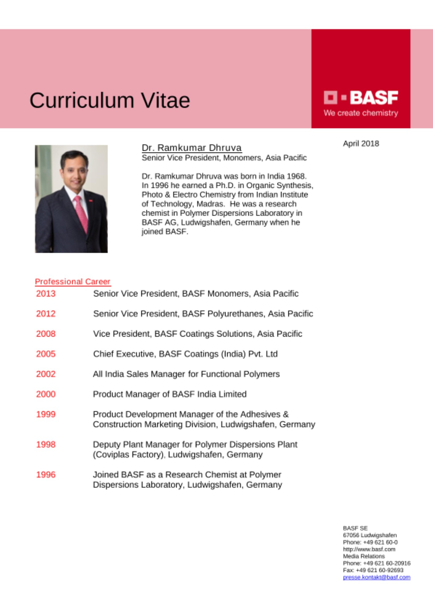 Curriculum Vitae - Dhruva